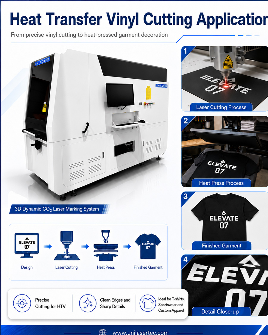 Unikonex 3D Dynamic CO2 Laser Marking System for heat transfer vinyl cutting and garment decoration